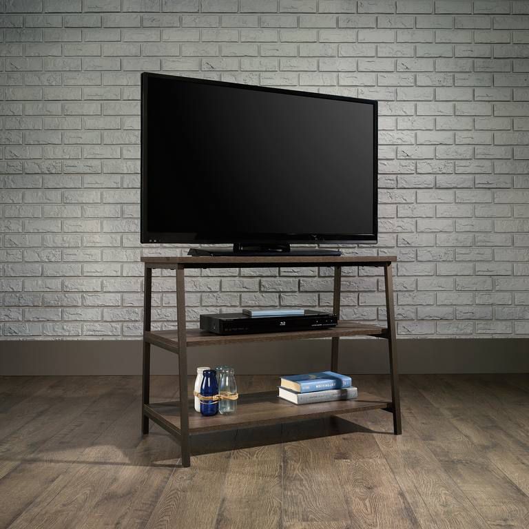 INDUSTRIAL STYLE TV/TRESTLE SHELF SMOKED OAK CasaFenix