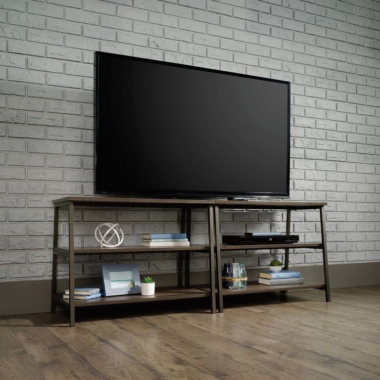 INDUSTRIAL STYLE TV/TRESTLE SHELF SMOKED OAK CasaFenix