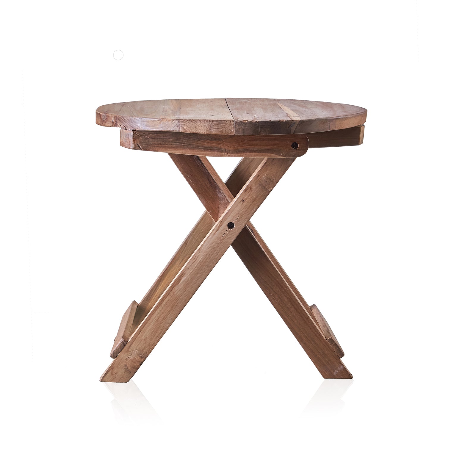 Round Folding Coffee Table - 50cm - Recycled Teak Wood from Bali - CasaFenix