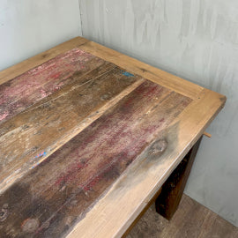 Recycled Bali Boat Teakwood Dinning Table 180cm Coloured Teak - CasaFenix