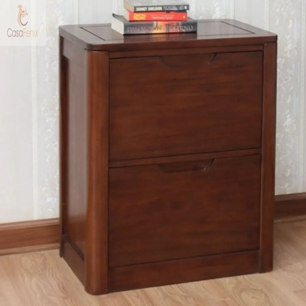2 Drawer Solid Mahogany Filing Cabinet Contemporary Bude Collection - CasaFenix