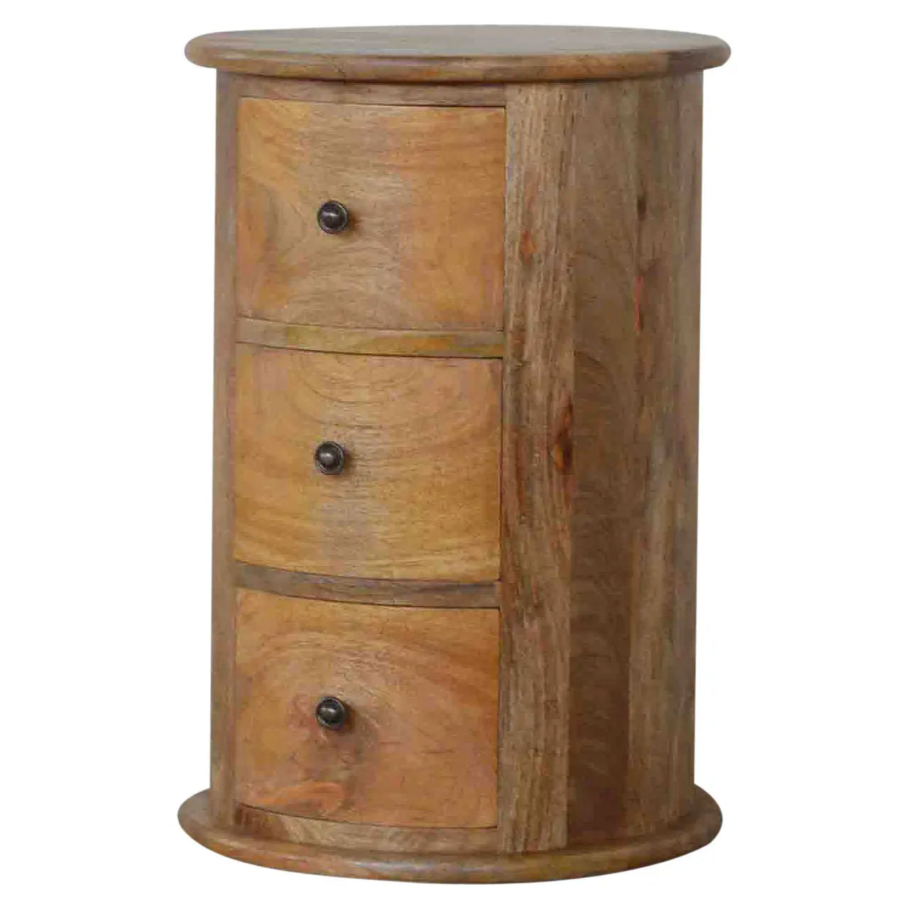 3 Drawer Drum Chest 100% Solid Mango Wood - CasaFenix