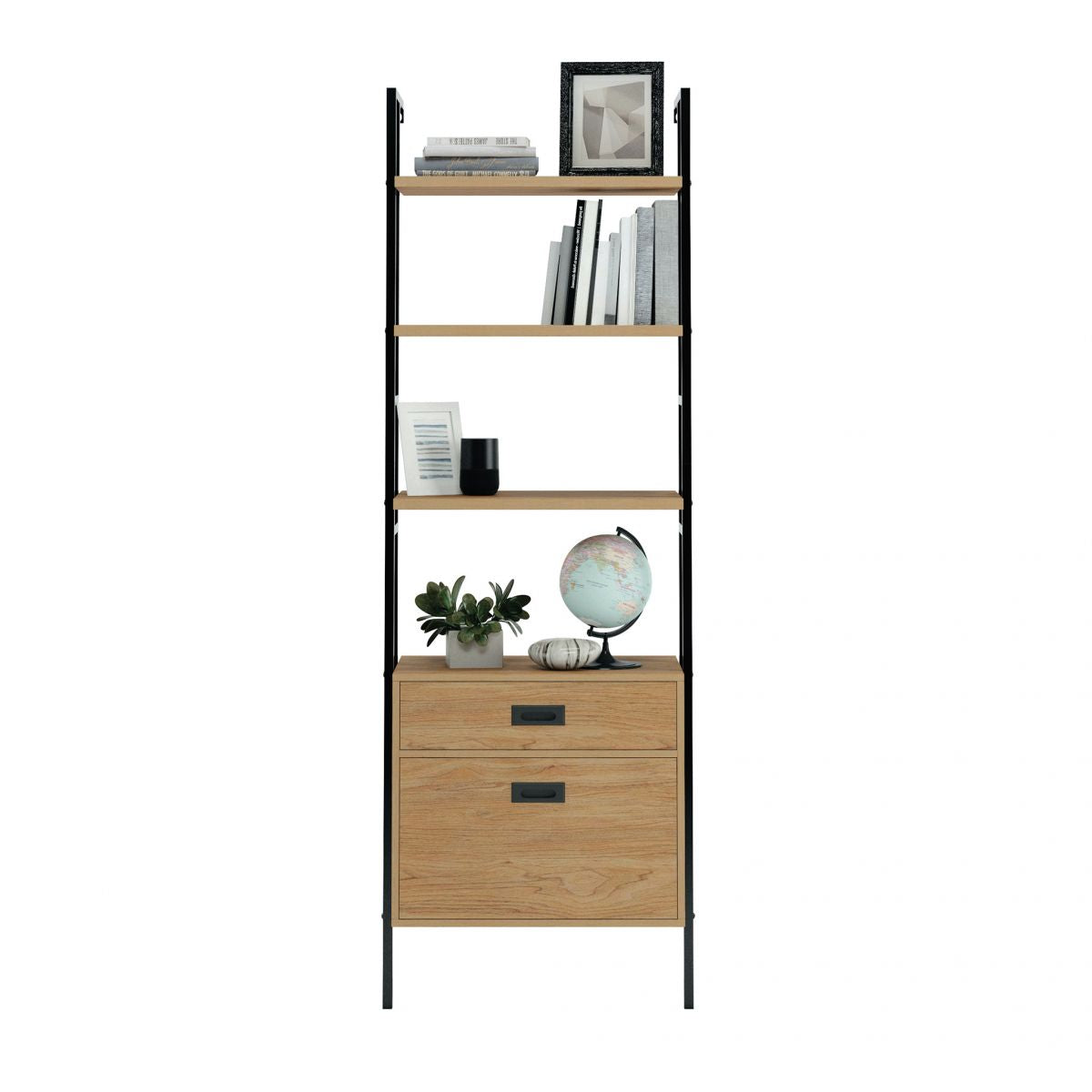 HYTHE WALL MOUNTED 4 SHELF BOOKCASE WITH DRAWERS CasaFenix