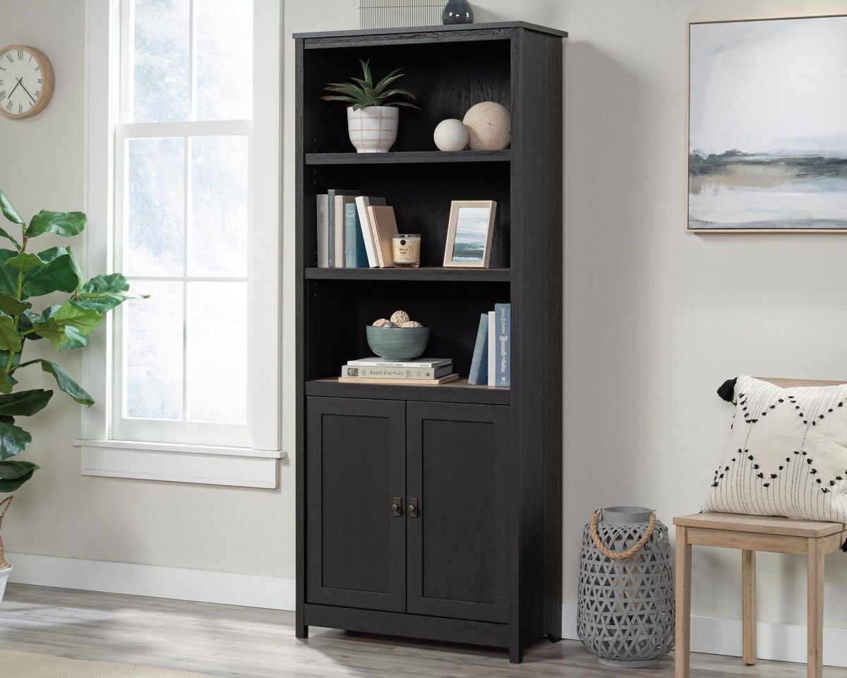 SHAKER STYLE BOOKCASE WITH DOORS RAVEN OAK CasaFenix