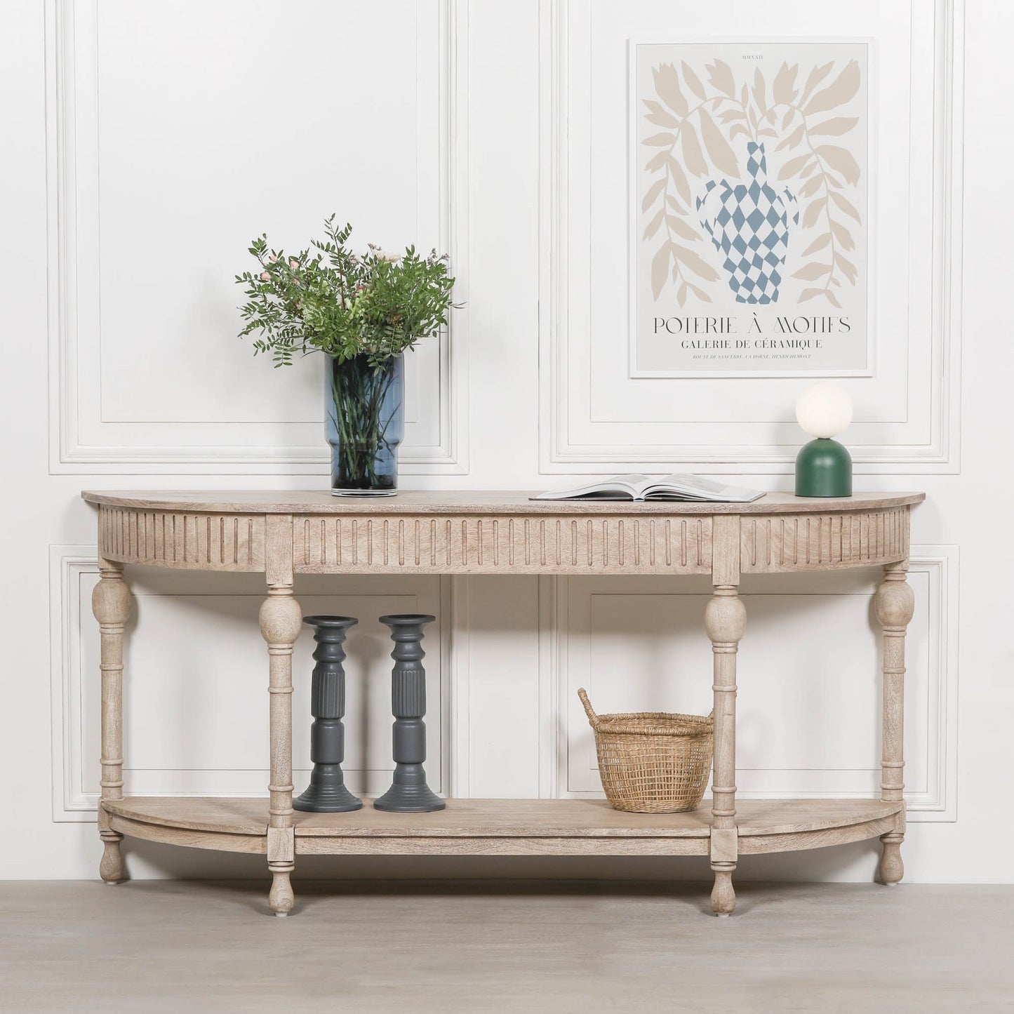 Acacia Wooden Curved Console Side Table CasaFenix