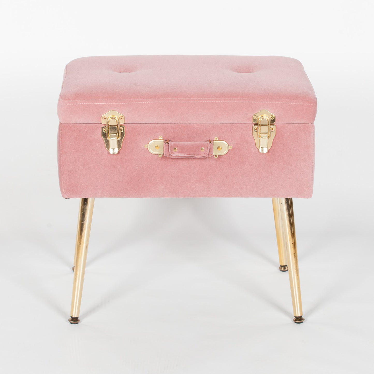 Pink Suitcase Stool with Gold Legs CasaFenix