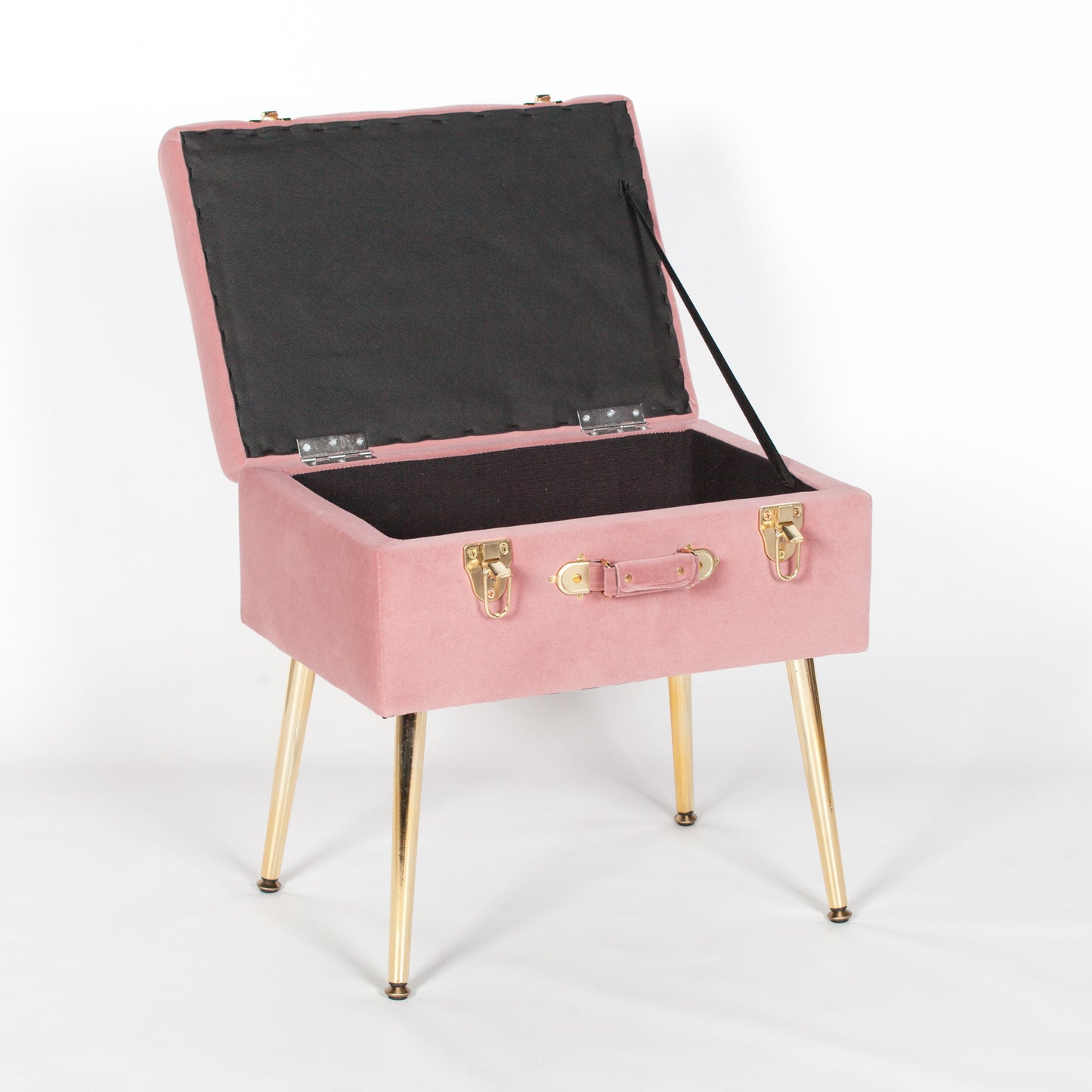 Pink Suitcase Stool with Gold Legs CasaFenix