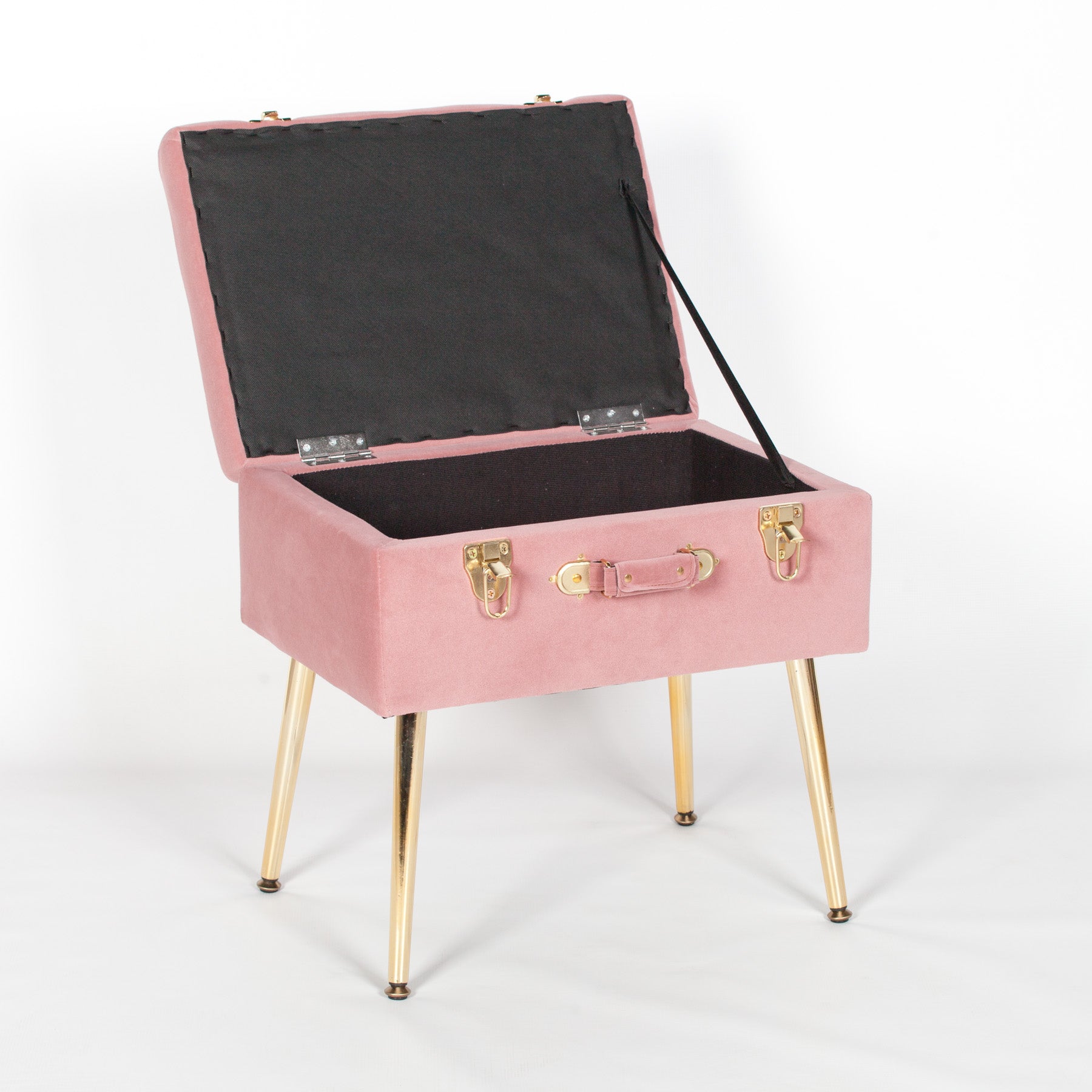 Pink Suitcase Stool with Gold Legs CasaFenix