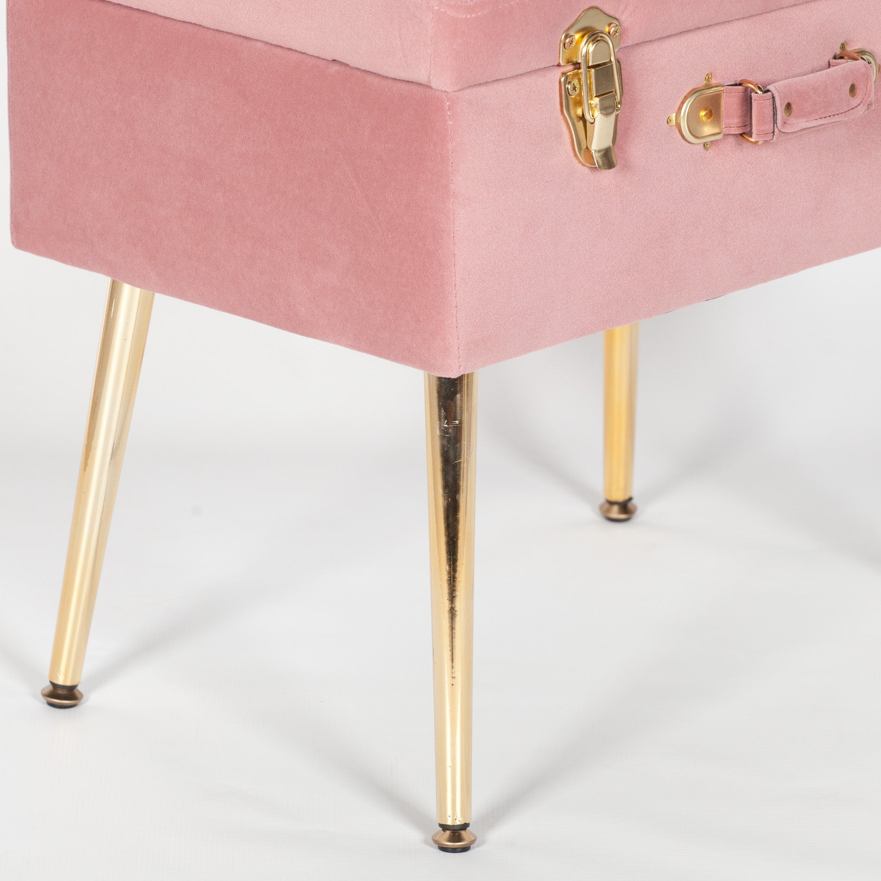 Pink Suitcase Stool with Gold Legs CasaFenix