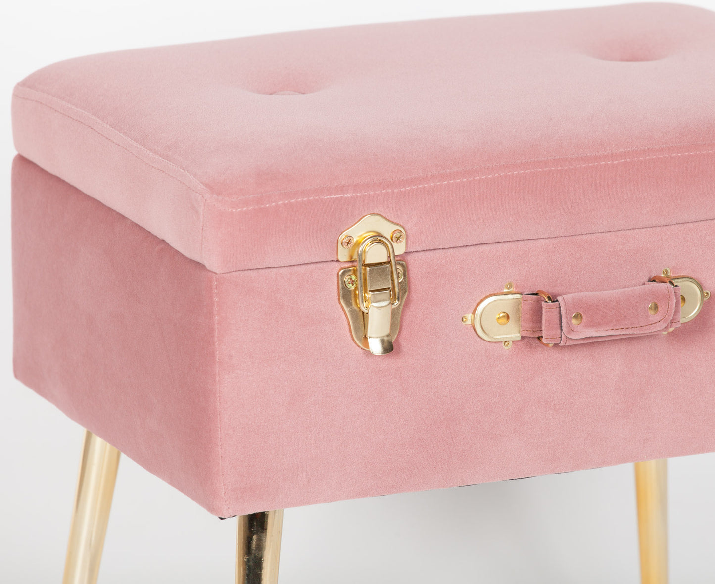 Pink Suitcase Stool with Gold Legs CasaFenix