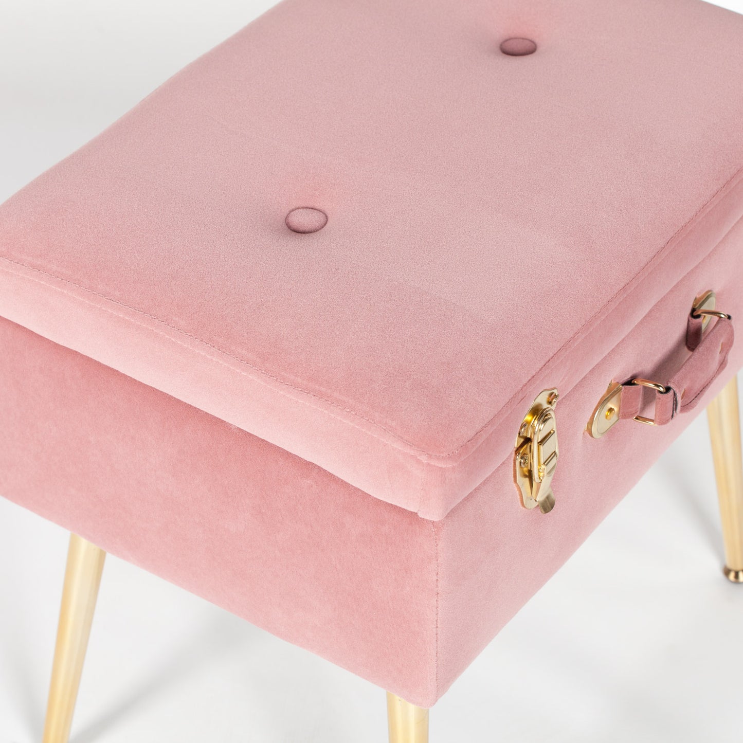 Pink Suitcase Stool with Gold Legs CasaFenix