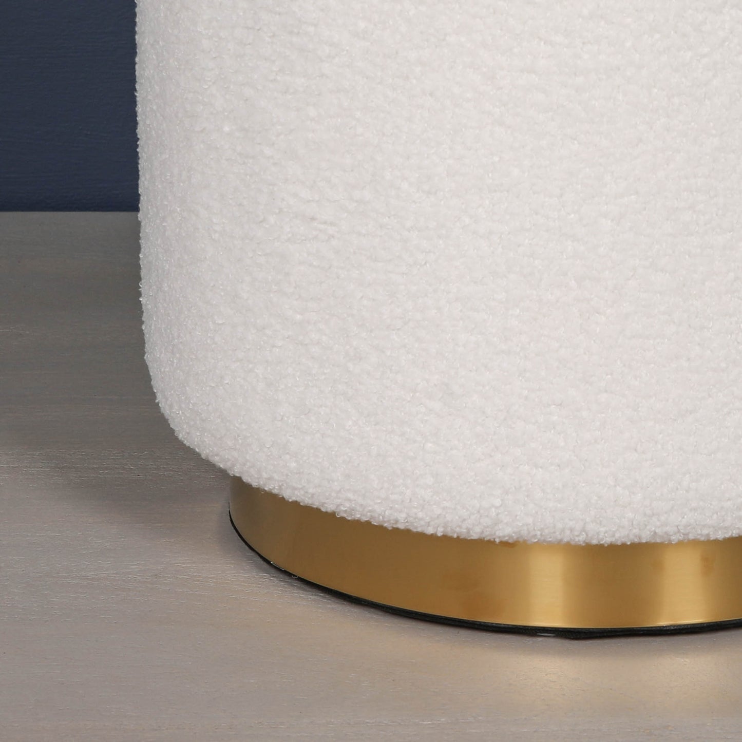 Boucle Round Stool with Gold Base Side Table CasaFenix