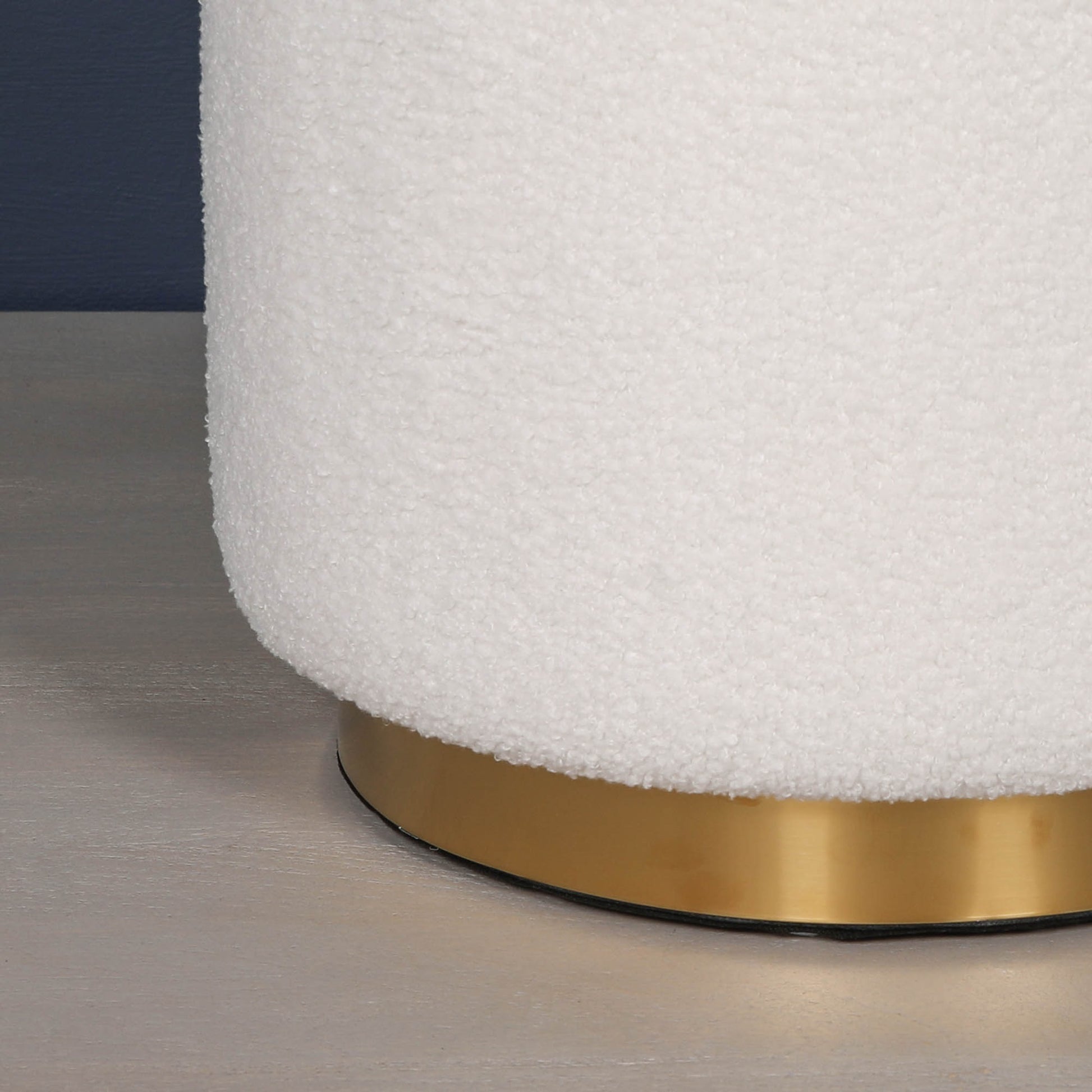 Boucle Round Stool with Gold Base Side Table CasaFenix