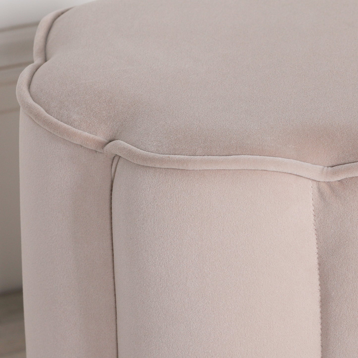 Natural Colour Velvet Round Stool CasaFenix