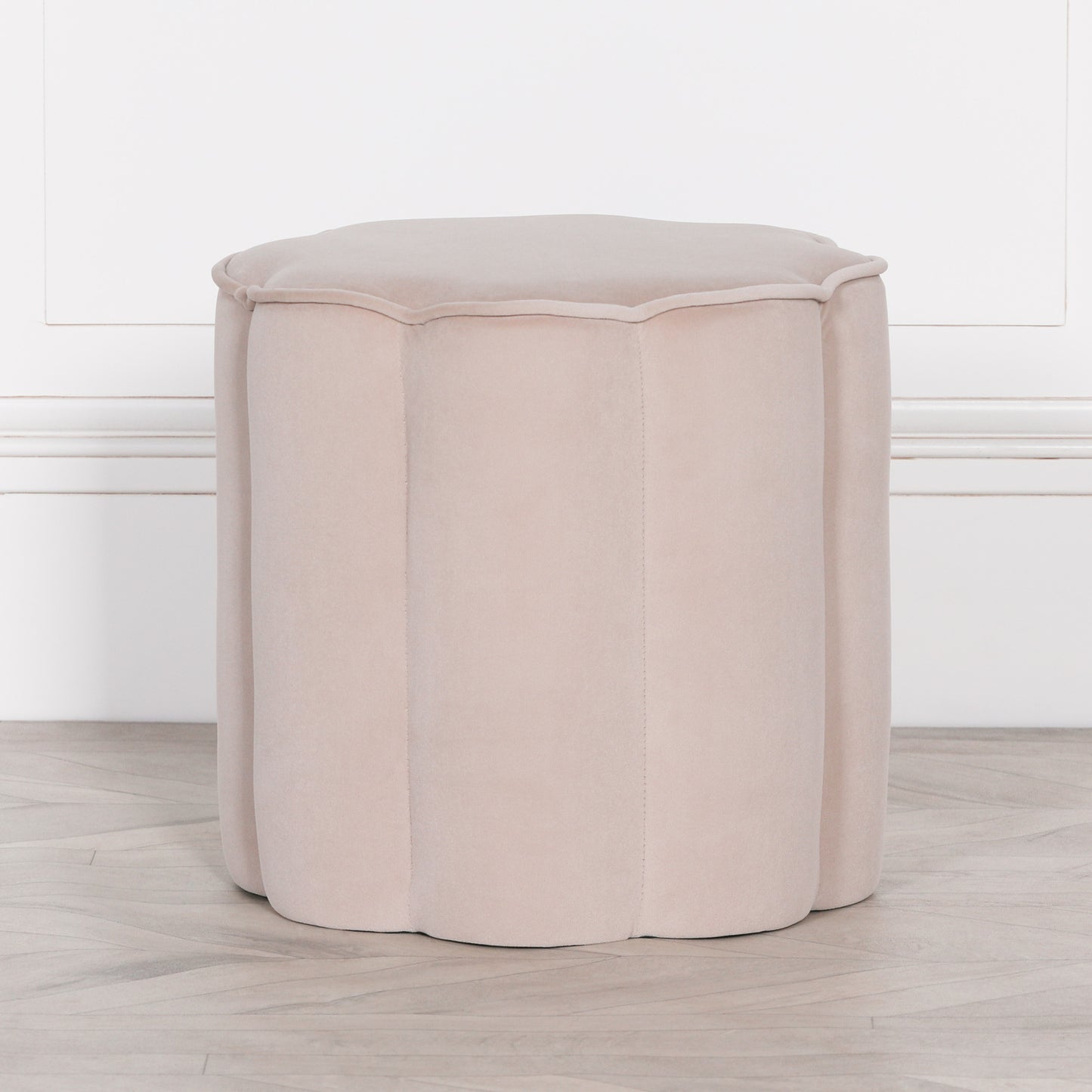 Natural Colour Velvet Round Stool CasaFenix