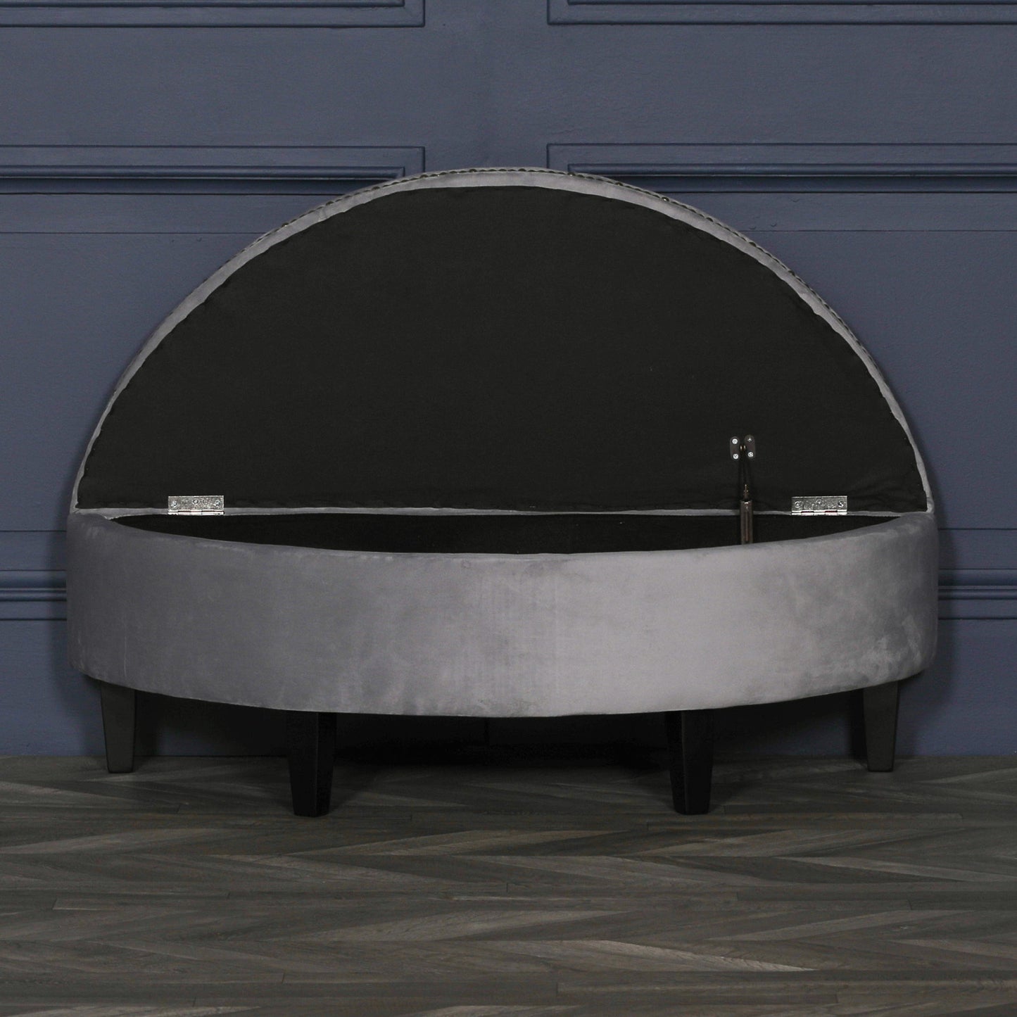 Grey Velvet Storage Pouf Ottoman CasaFenix