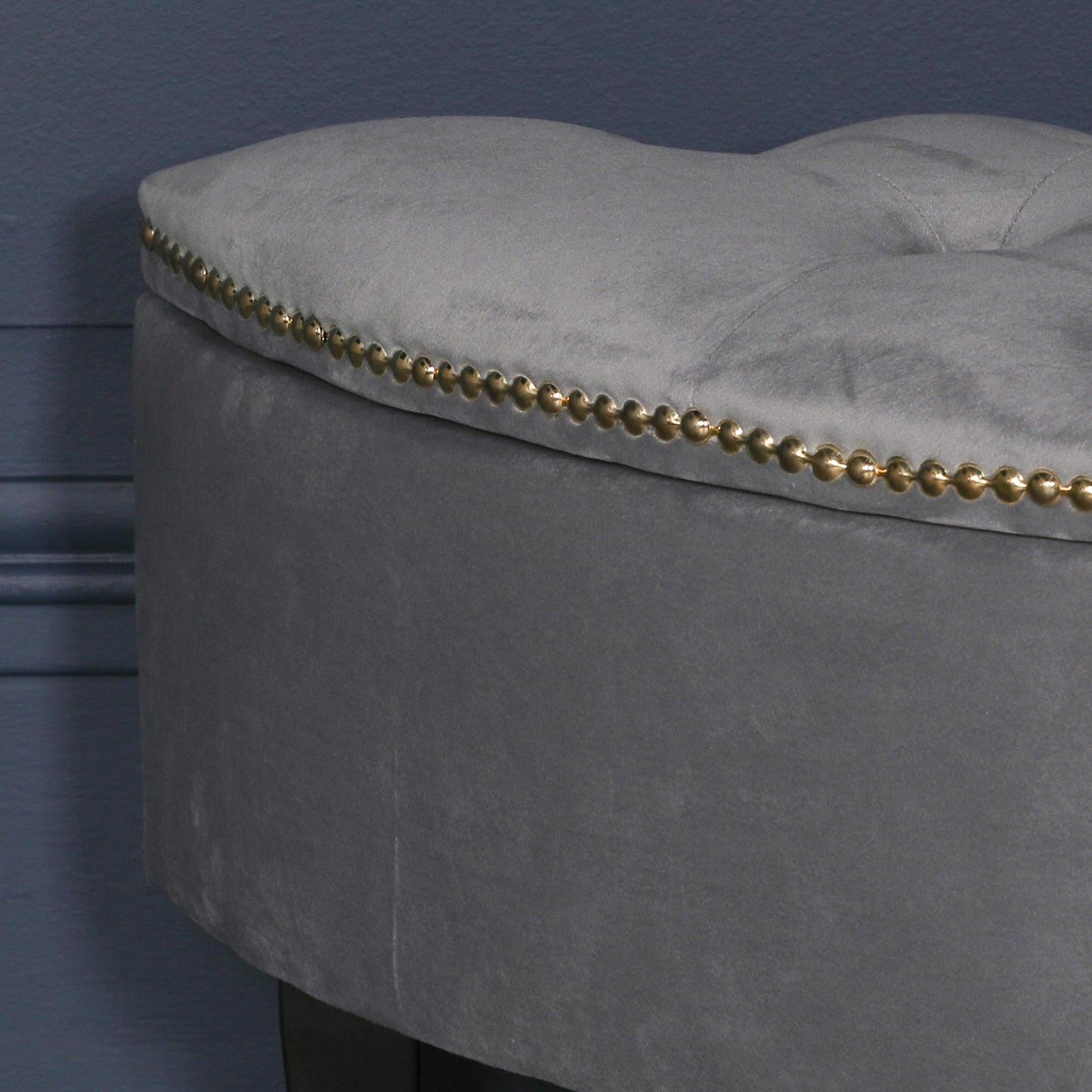 Grey Velvet Storage Pouf Ottoman CasaFenix