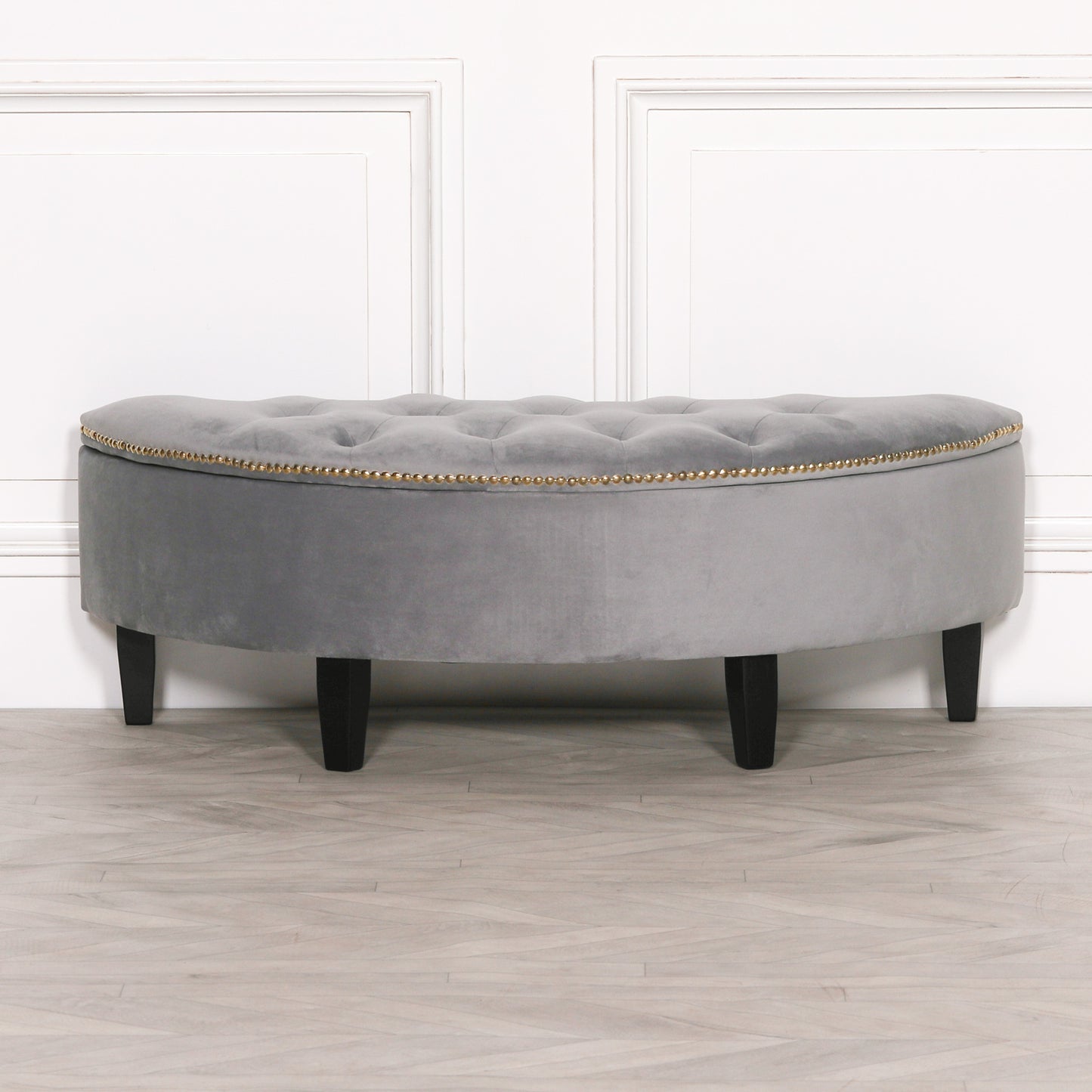 Grey Velvet Storage Pouf Ottoman CasaFenix