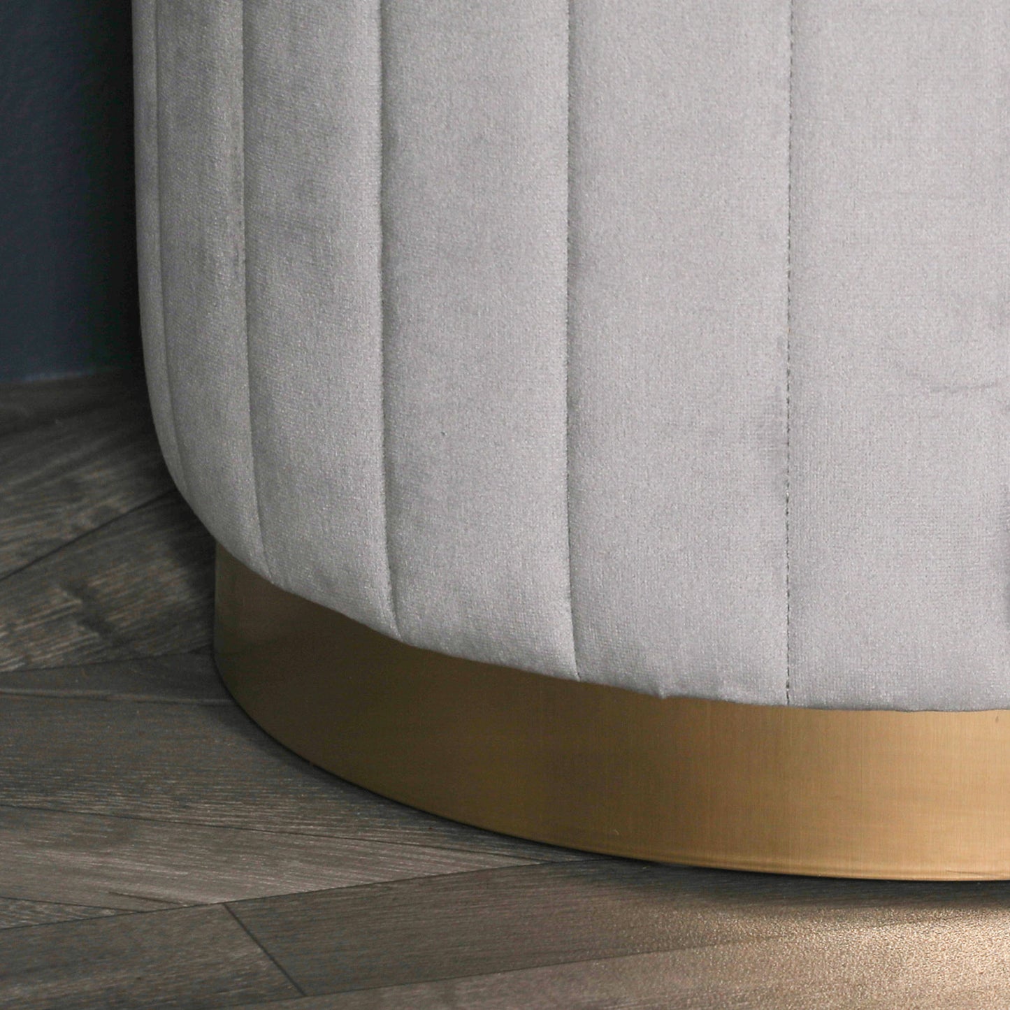 Grey Velvet Round Stool CasaFenix