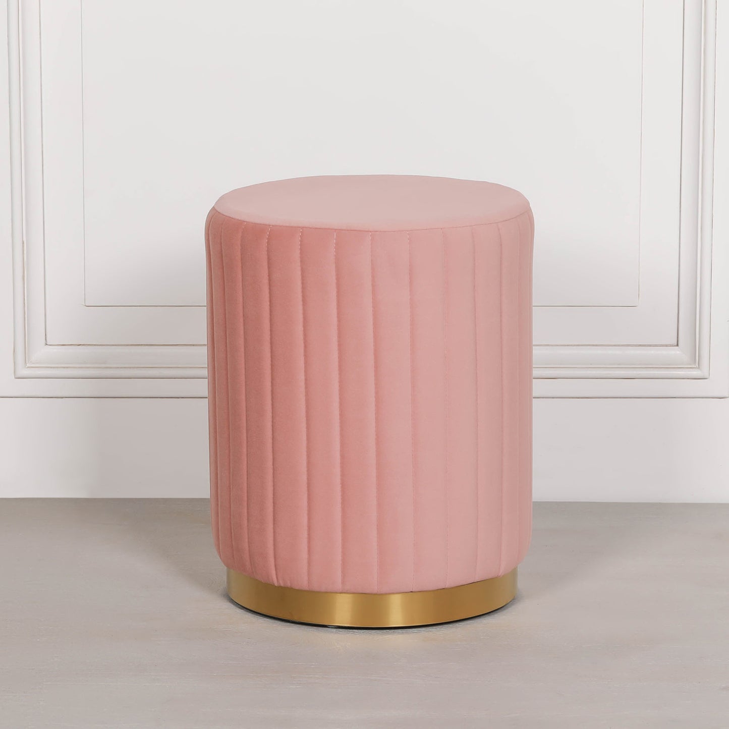 Pink Velvet Round Stool Side Table CasaFenix