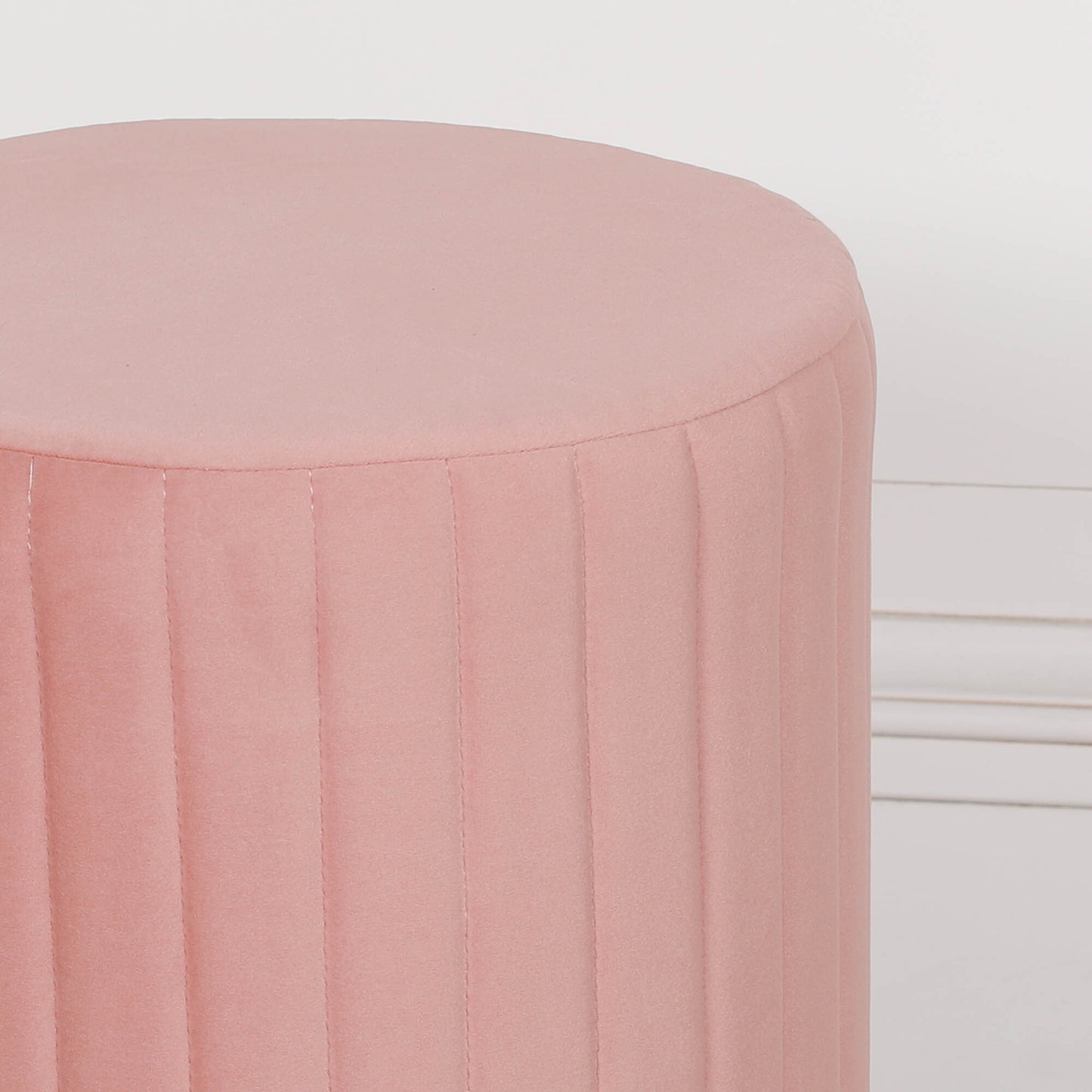 Pink Velvet Round Stool Side Table CasaFenix