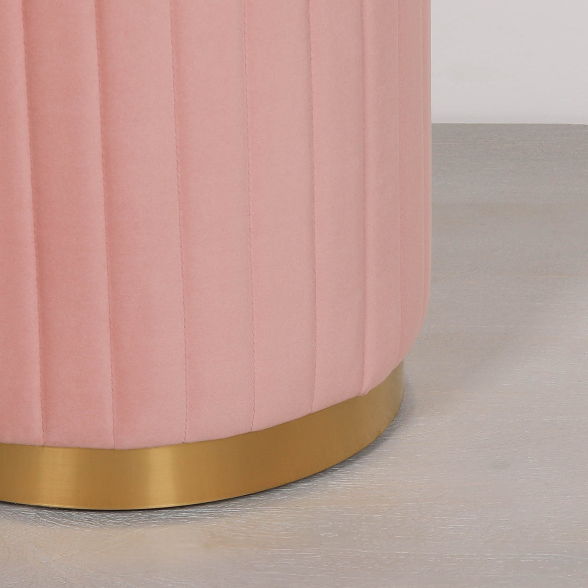 Pink Velvet Round Stool Side Table CasaFenix