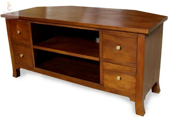 Alice Collection Solid Mahogany Corner TV Unit - CasaFenix