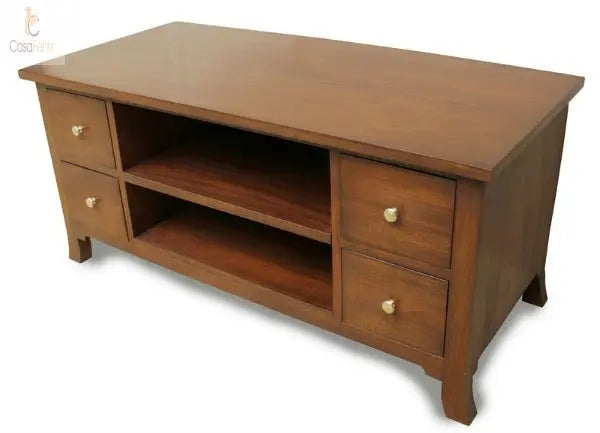 Alice Collection Solid Mahogany Corner TV Unit - CasaFenix