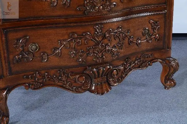 Amboise Large 4 Drawer Rococo Shaped Chest Solid Mahogany Bedroom Storage CasaFenix