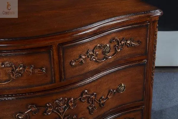 Amboise Large 4 Drawer Rococo Shaped Chest Solid Mahogany Bedroom Storage CasaFenix