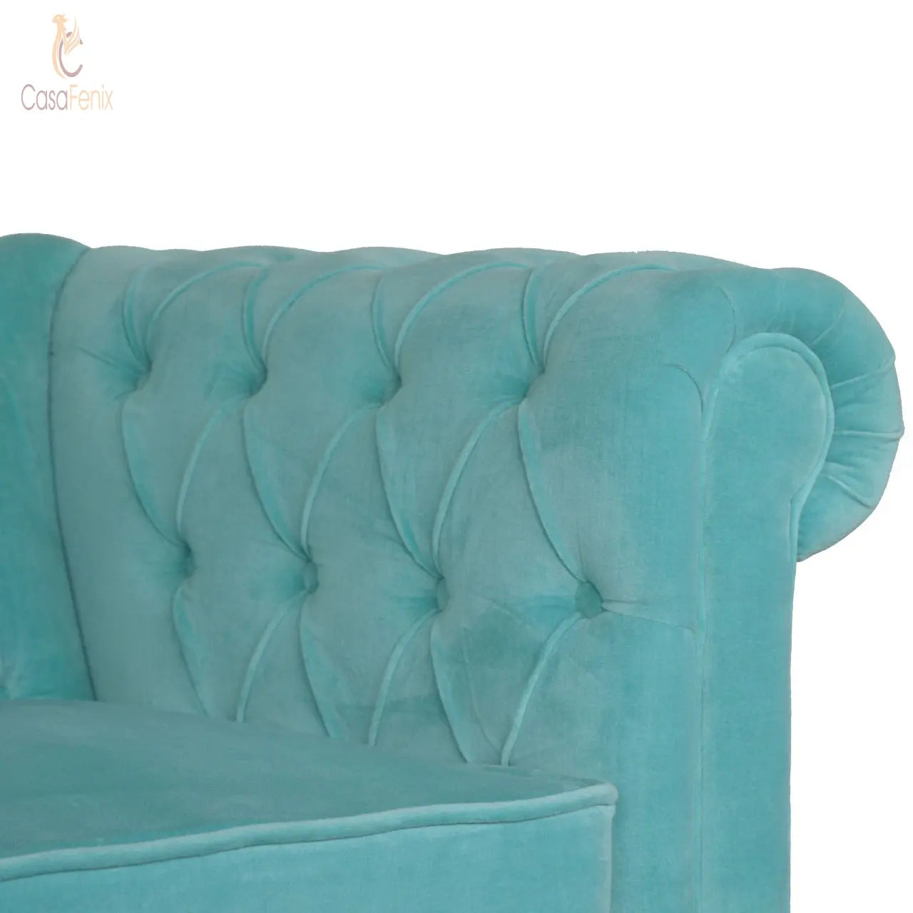 Aqua Velvet 2 Seat Chesterfield Sofa - CasaFenix