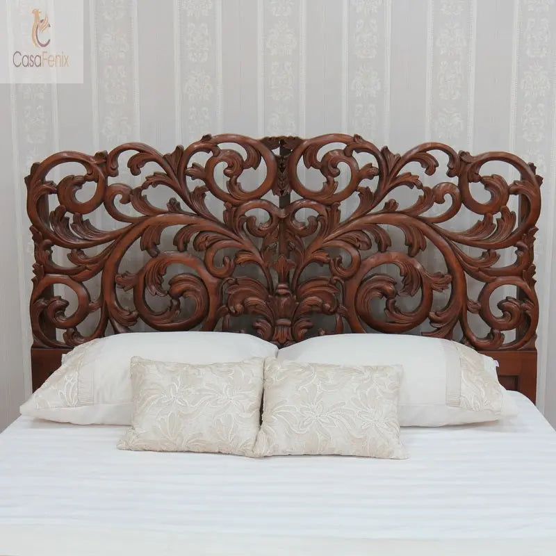 Art Nouveau Style Heavily Carved Mahogany Rococo Bed Low Foot Board Premium Range - CasaFenix