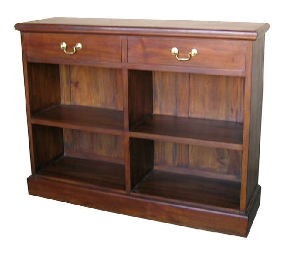 2 Drawer Solid Mahogany Victorian Bookcase 1 Fixed Shelf & 1 Drawer Bookcase CasaFenix