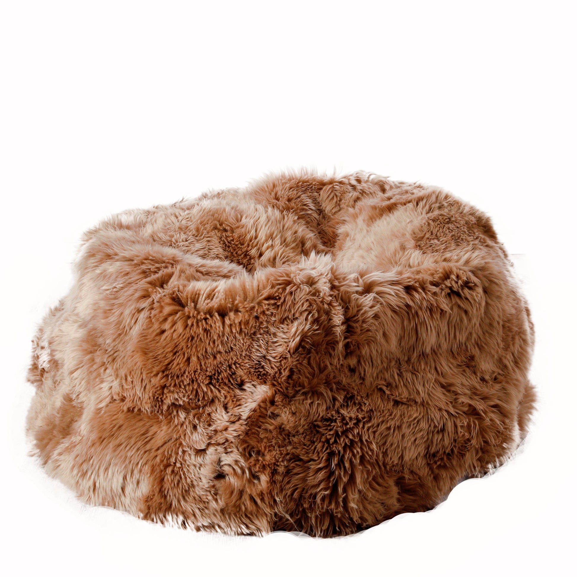 XXL Luxurious Light Brown Genuine Sheepskin Beanbag - CasaFenix