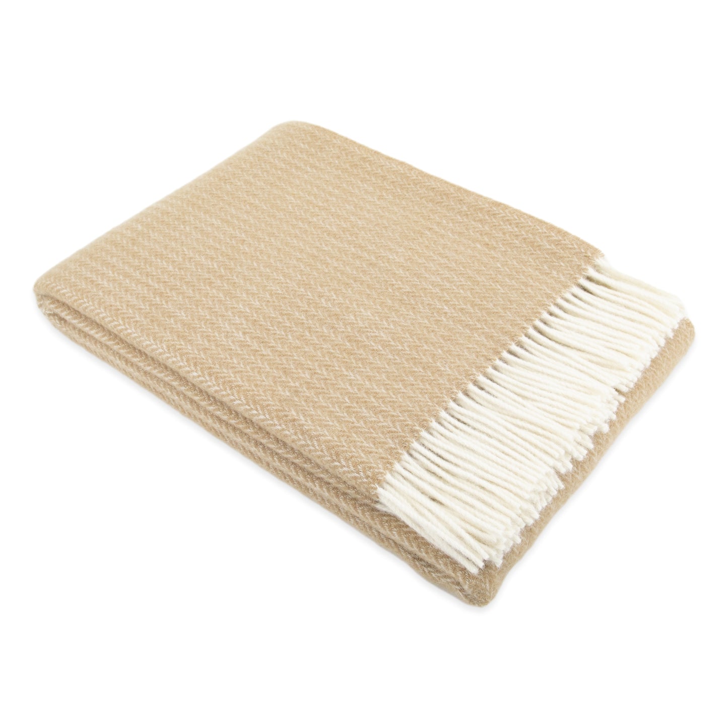 Cable Pattern Beige Wool Blanket 200 x 140cm - CasaFenix