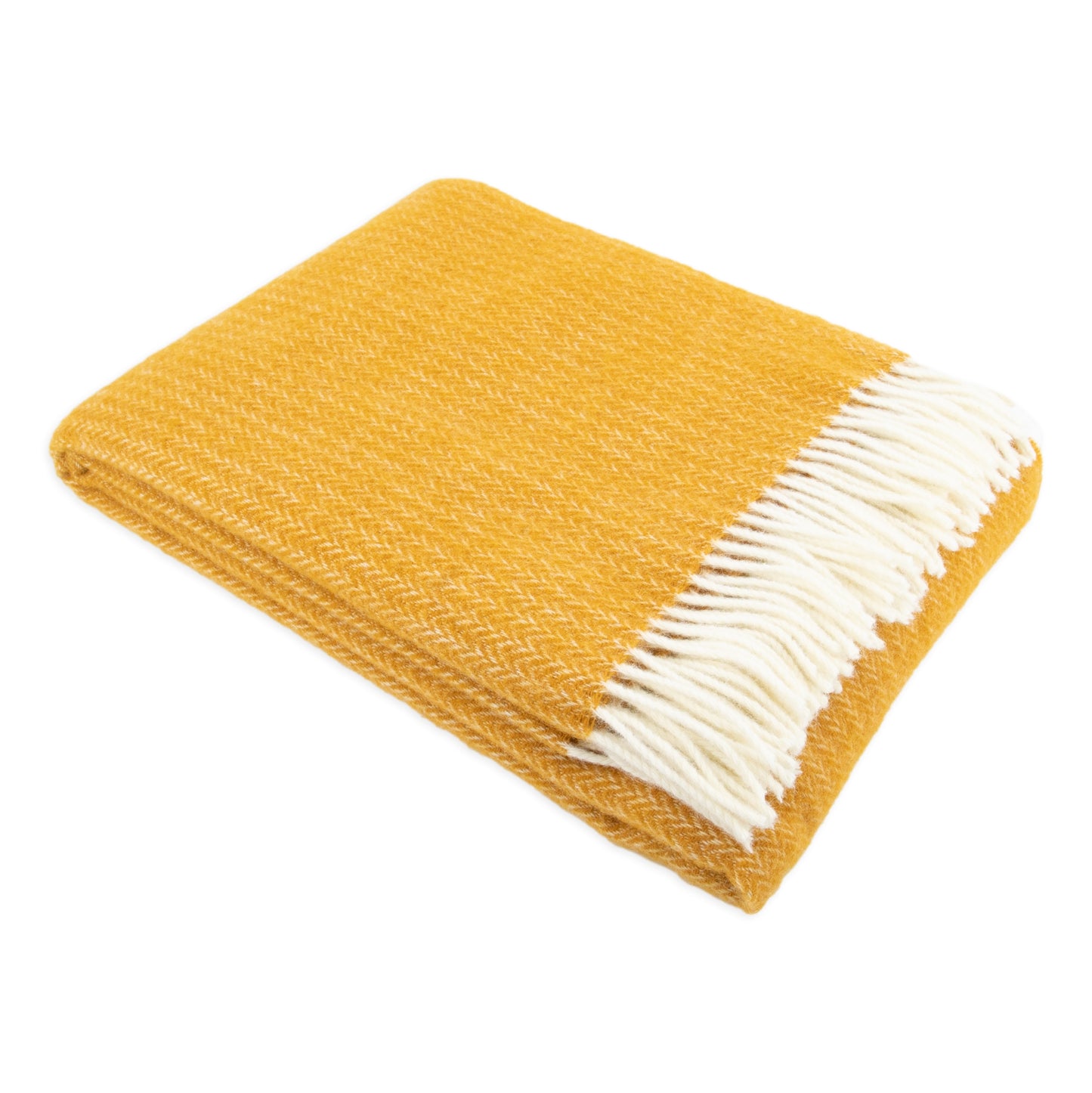 Cable Pattern Mustard Wool Blanket 200 x 140cm - CasaFenix