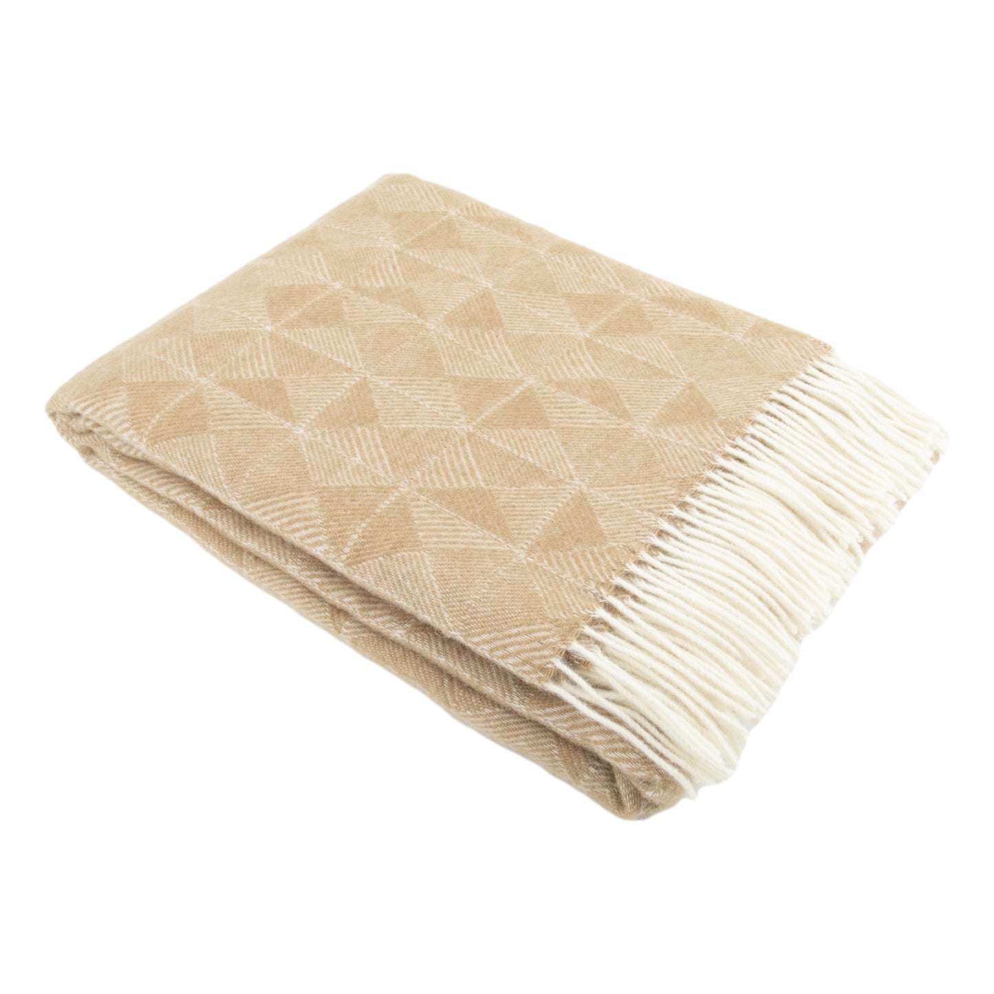 Diamond Pattern Beige Wool Blanket 200 x 140cm - CasaFenix