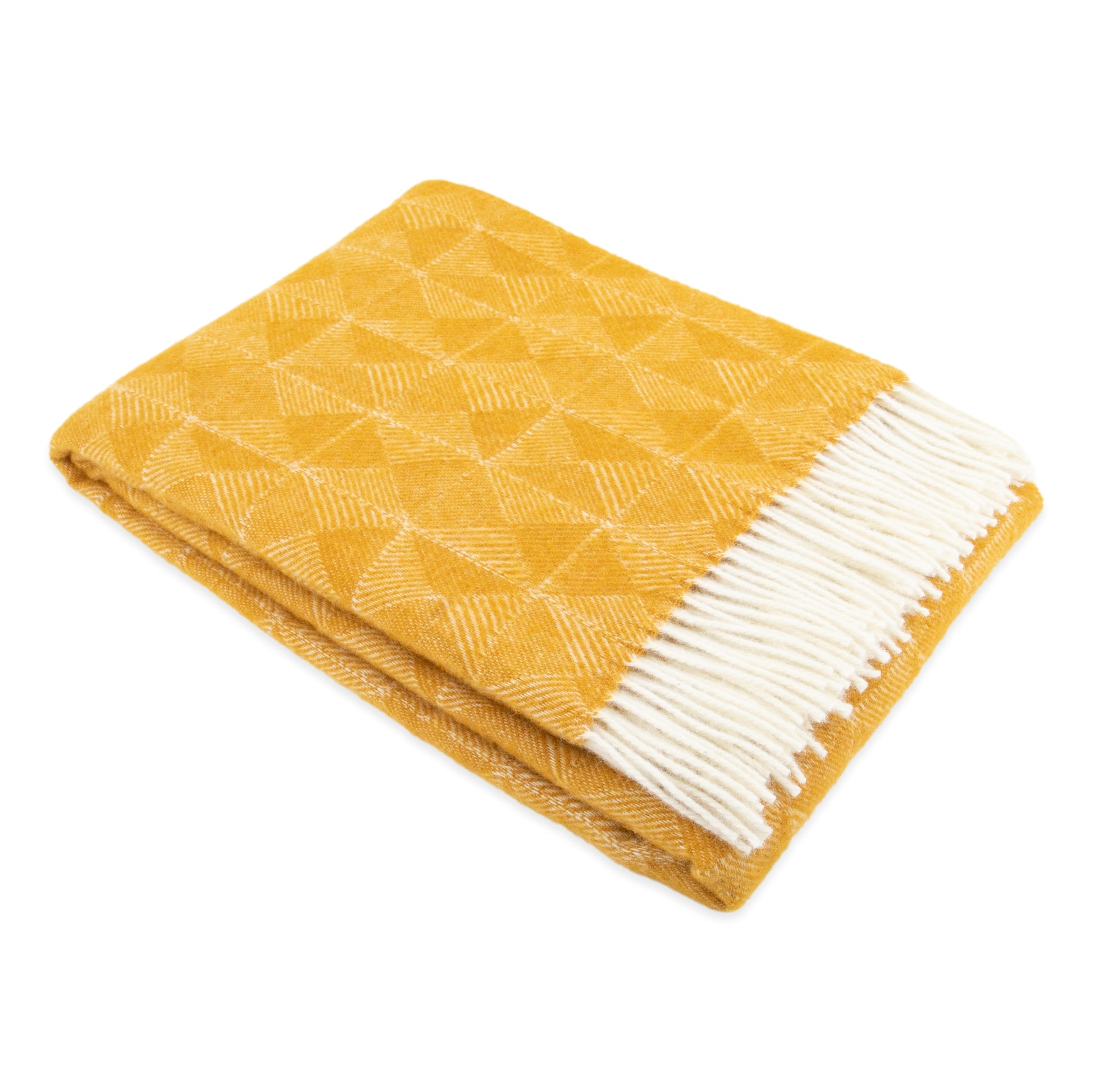 Diamond Pattern Mustard Wool Blanket 200 x 140cm - CasaFenix