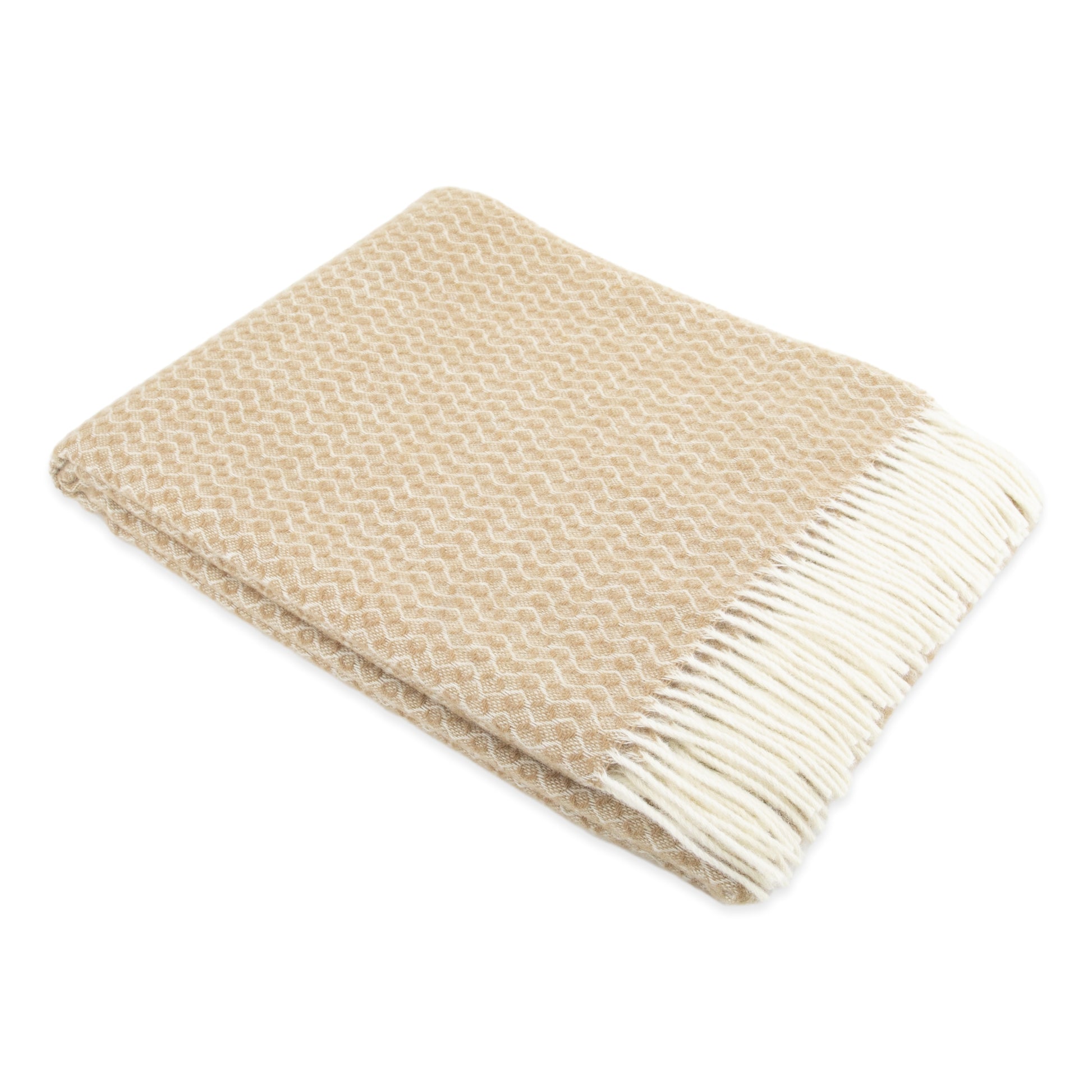 Hoop Pattern Beige Wool Blanket 200 x 140cm - CasaFenix