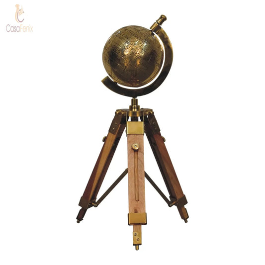 Brass Antique Tripod Globe - CasaFenix