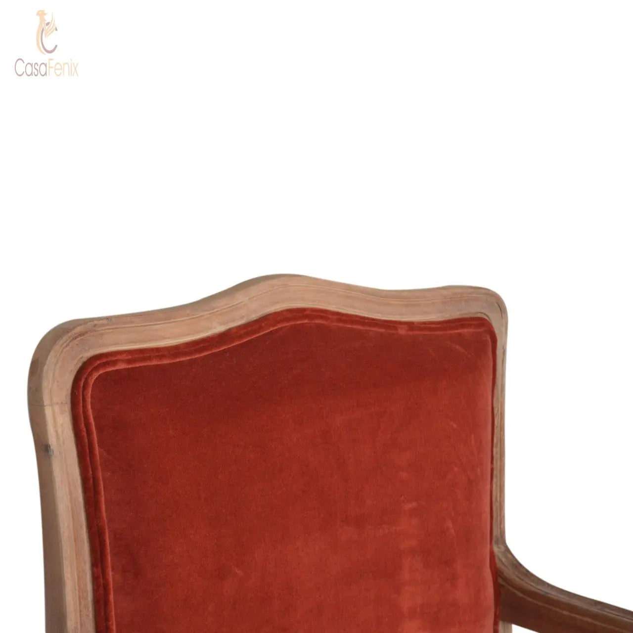 Brick Red Velvet French Style Bedroom Armchair Chair - CasaFenix