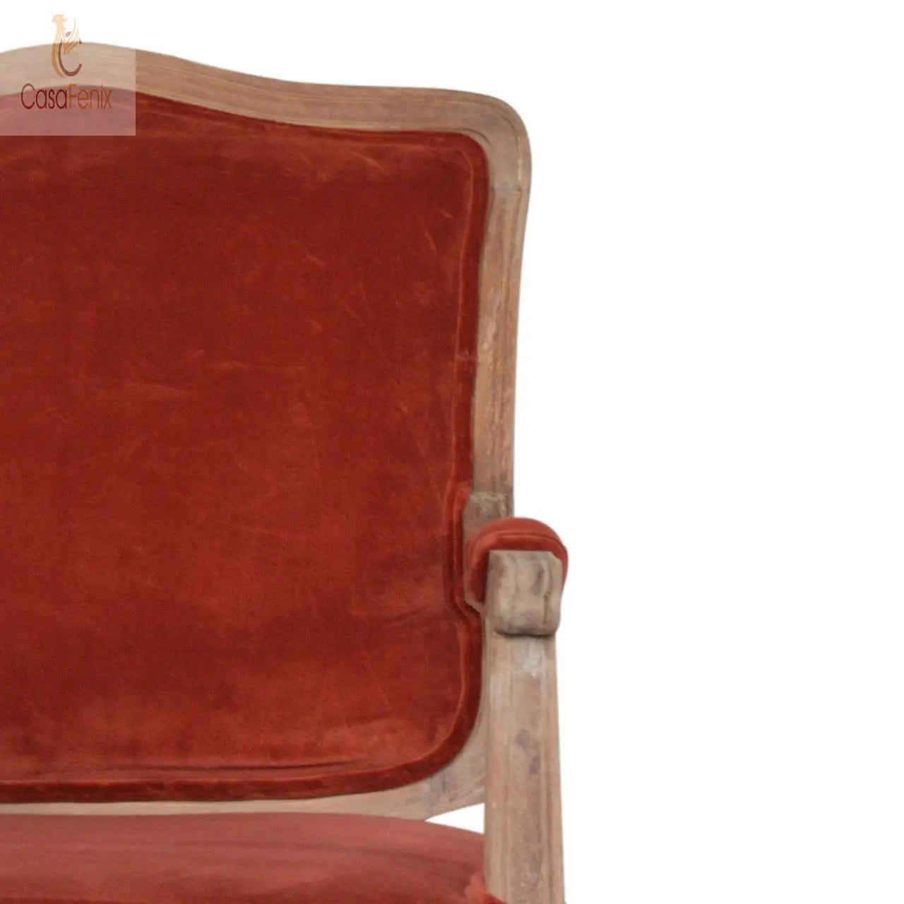 Brick Red Velvet French Style Bedroom Armchair Chair - CasaFenix