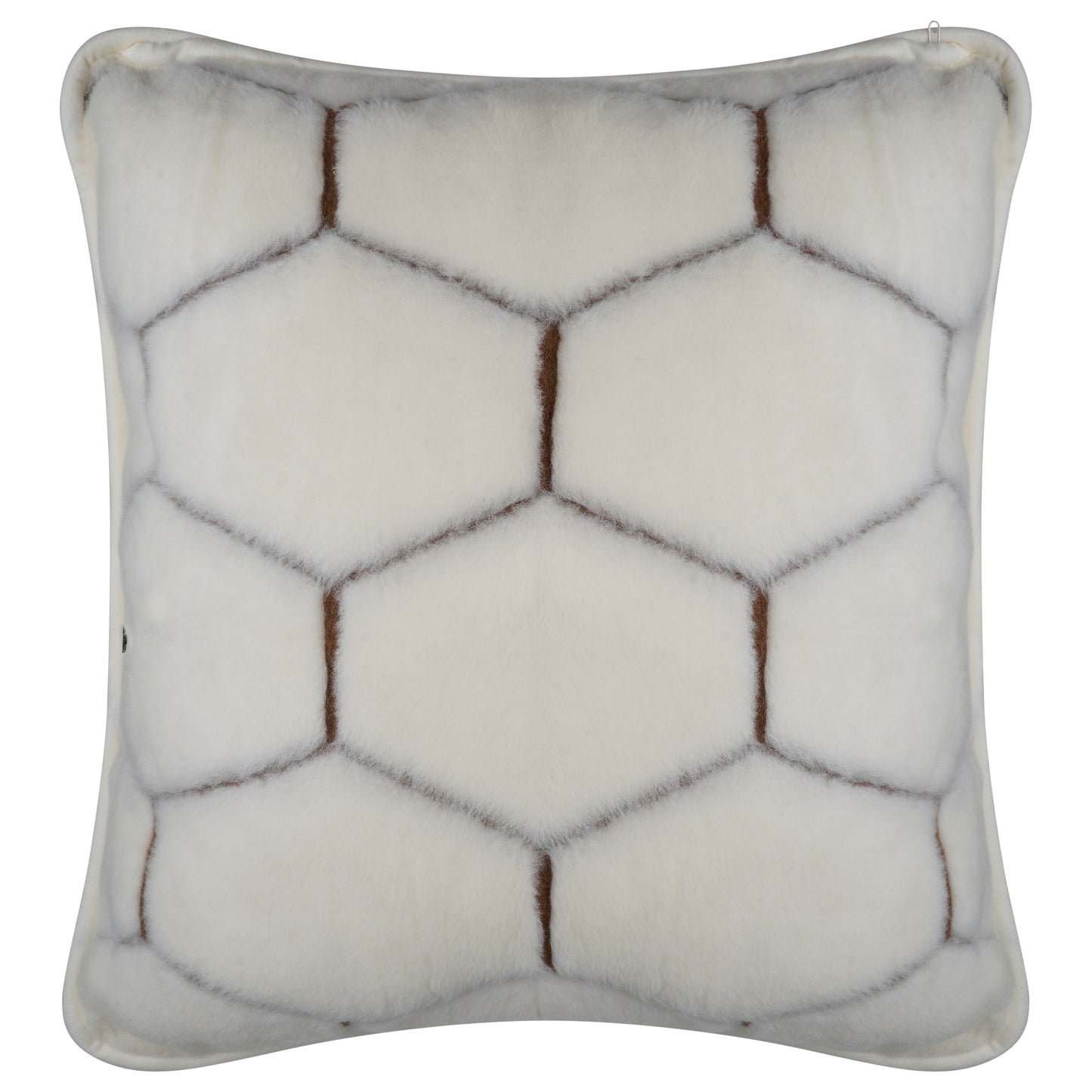 Cashmere Wool Pillow - Natural Hex Pattern Crea / White Colour - CasaFenix