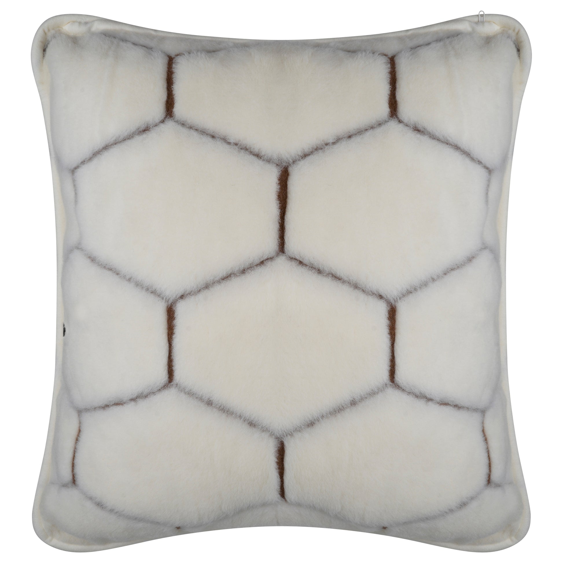 Cashmere Wool Pillow - Natural Hex Pattern Crea / White Colour - CasaFenix