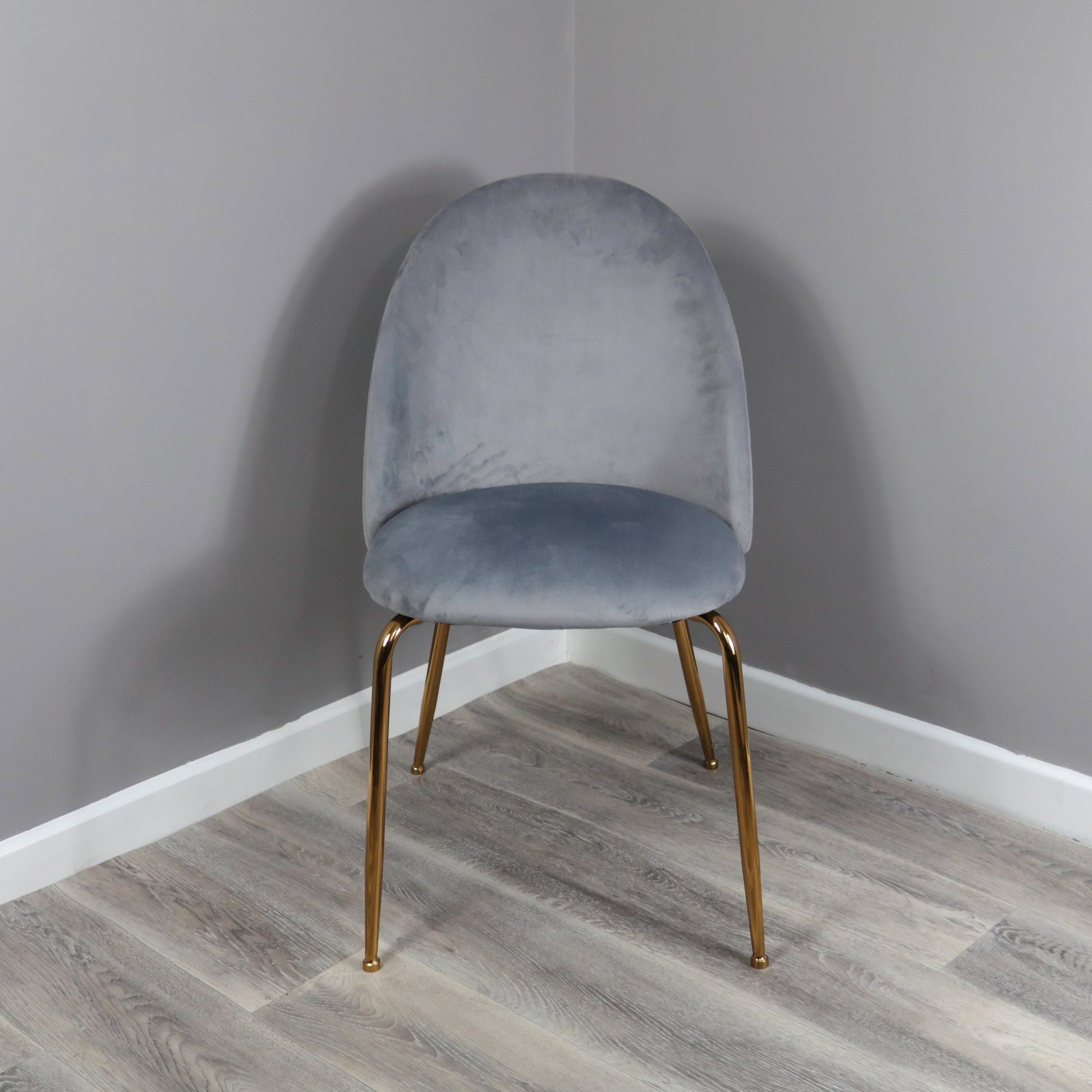 Pair of Gatsby styled Grey Velvet Dining Chairs - Gold Legs (set of 2) Chair CasaFenix