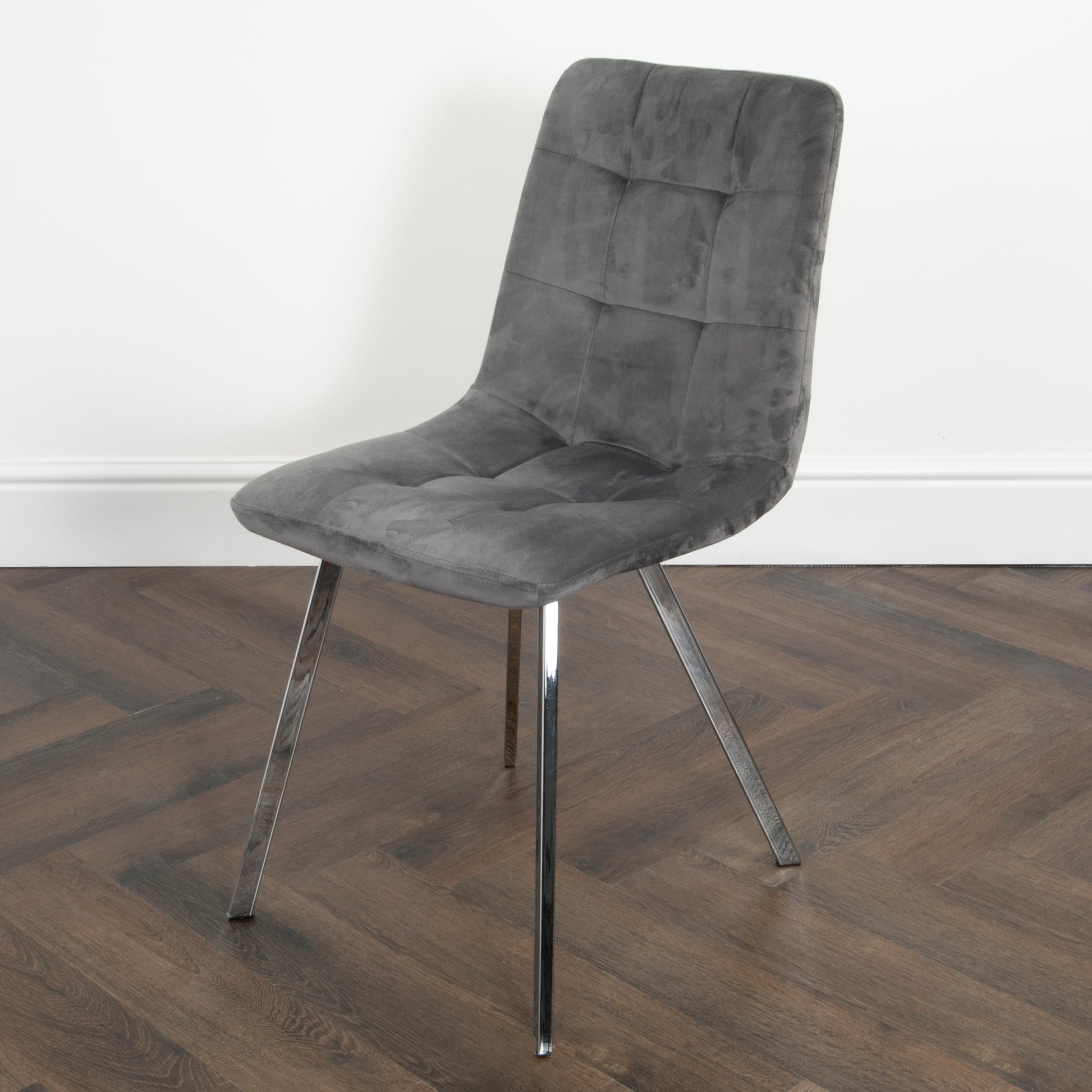 Squared Grey Dining Chair (set of 2) Chair CasaFenix