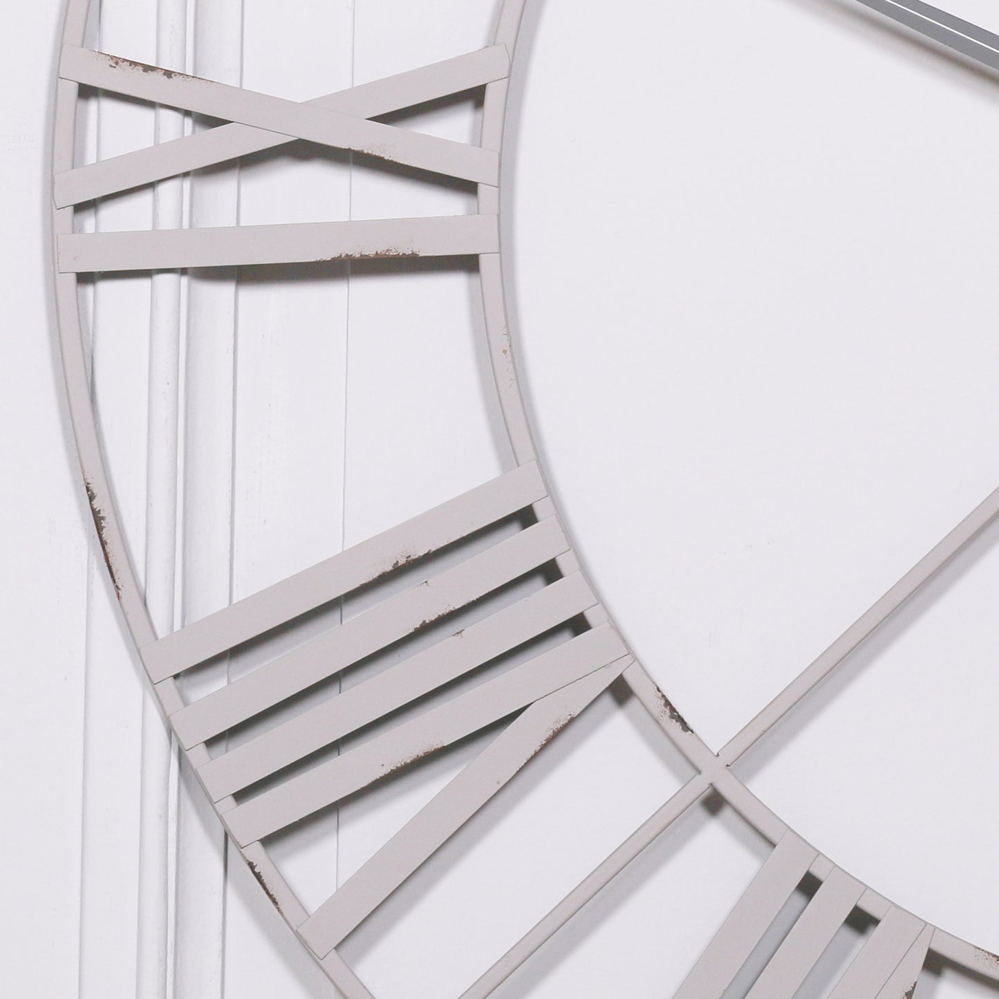Pale Grey / Off White 110cm Vintage Metal Wall Clock CasaFenix