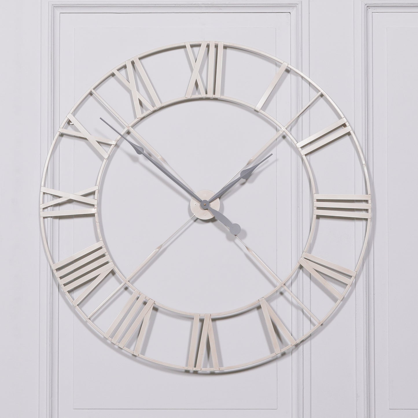 Vintage Cream Distressed 110cm Twist Frame Wall Clock CasaFenix