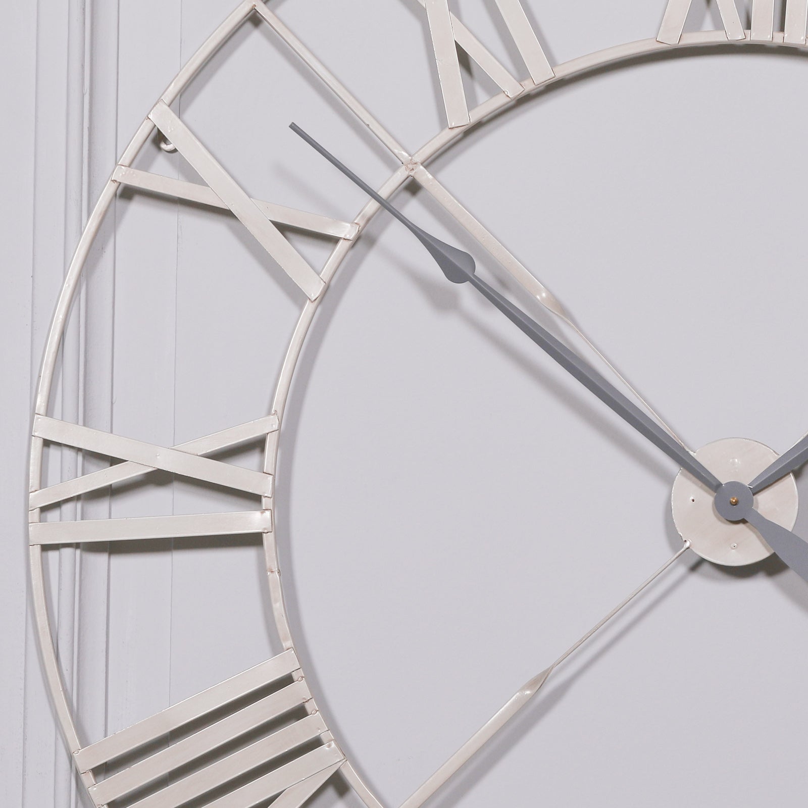 Vintage Cream Distressed 110cm Twist Frame Wall Clock CasaFenix