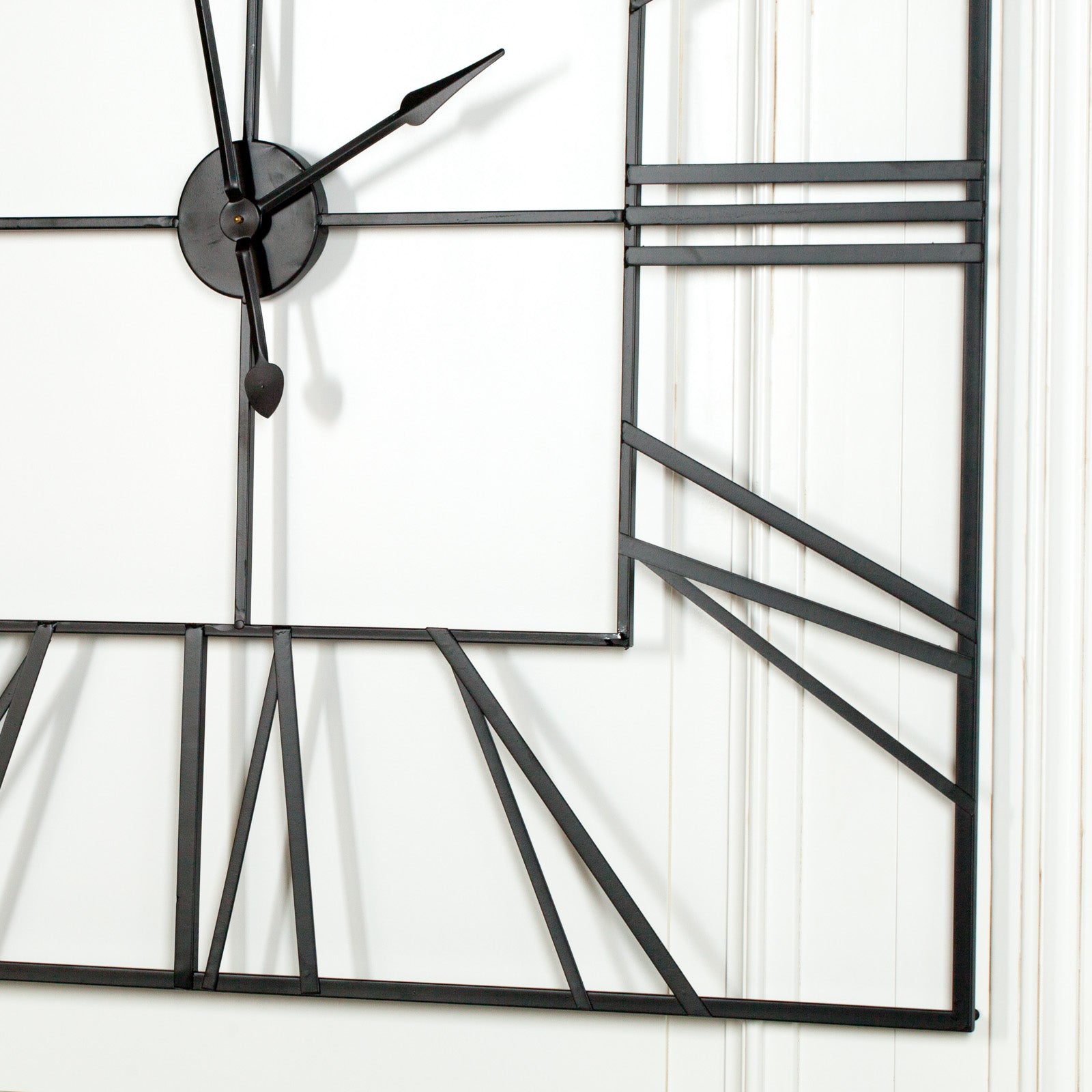 Extra Large 120cm Black Square Metal Wall Clock CasaFenix